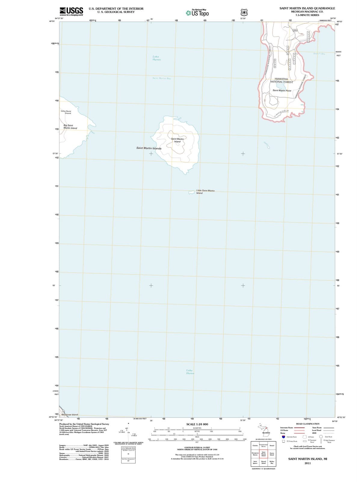 2011 Saint Martin Island, MI - Michigan - USGS Topographic Map