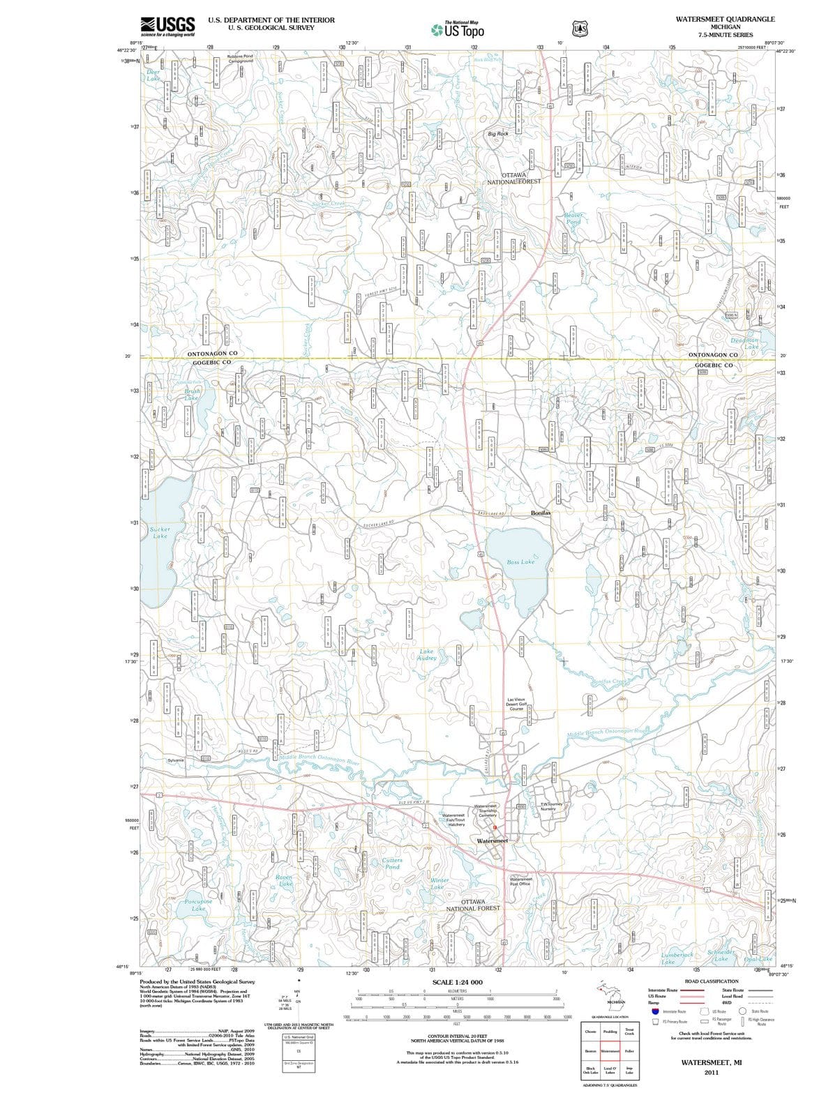 2011 Watersmeet, MI - Michigan - USGS Topographic Map