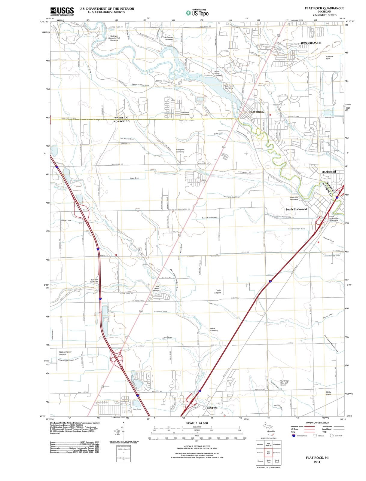 2011 Flat Rock, MI - Michigan - USGS Topographic Map