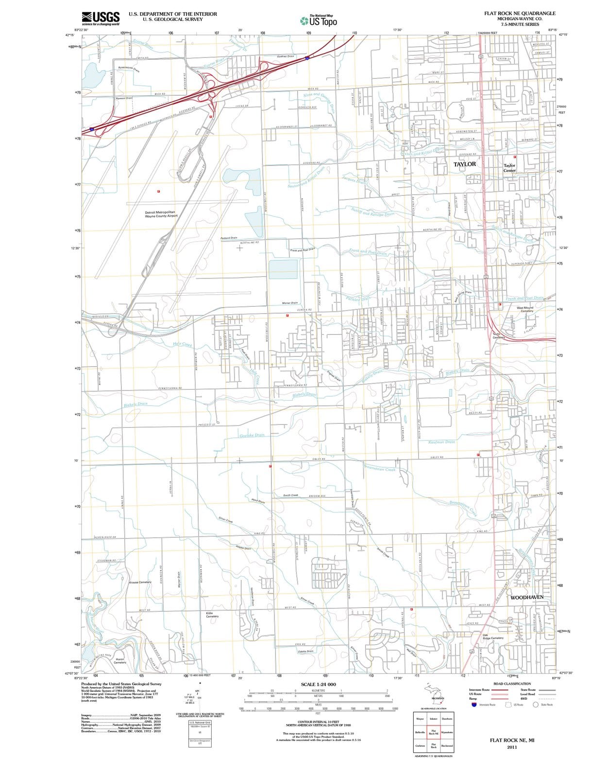 2011 Flat Rock, MI - Michigan - USGS Topographic Map v2