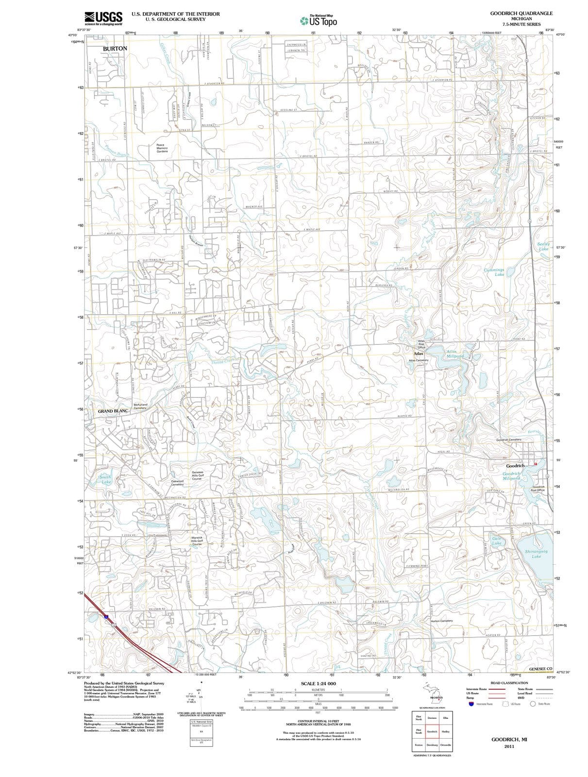2011 Goodrich, MI - Michigan - USGS Topographic Map