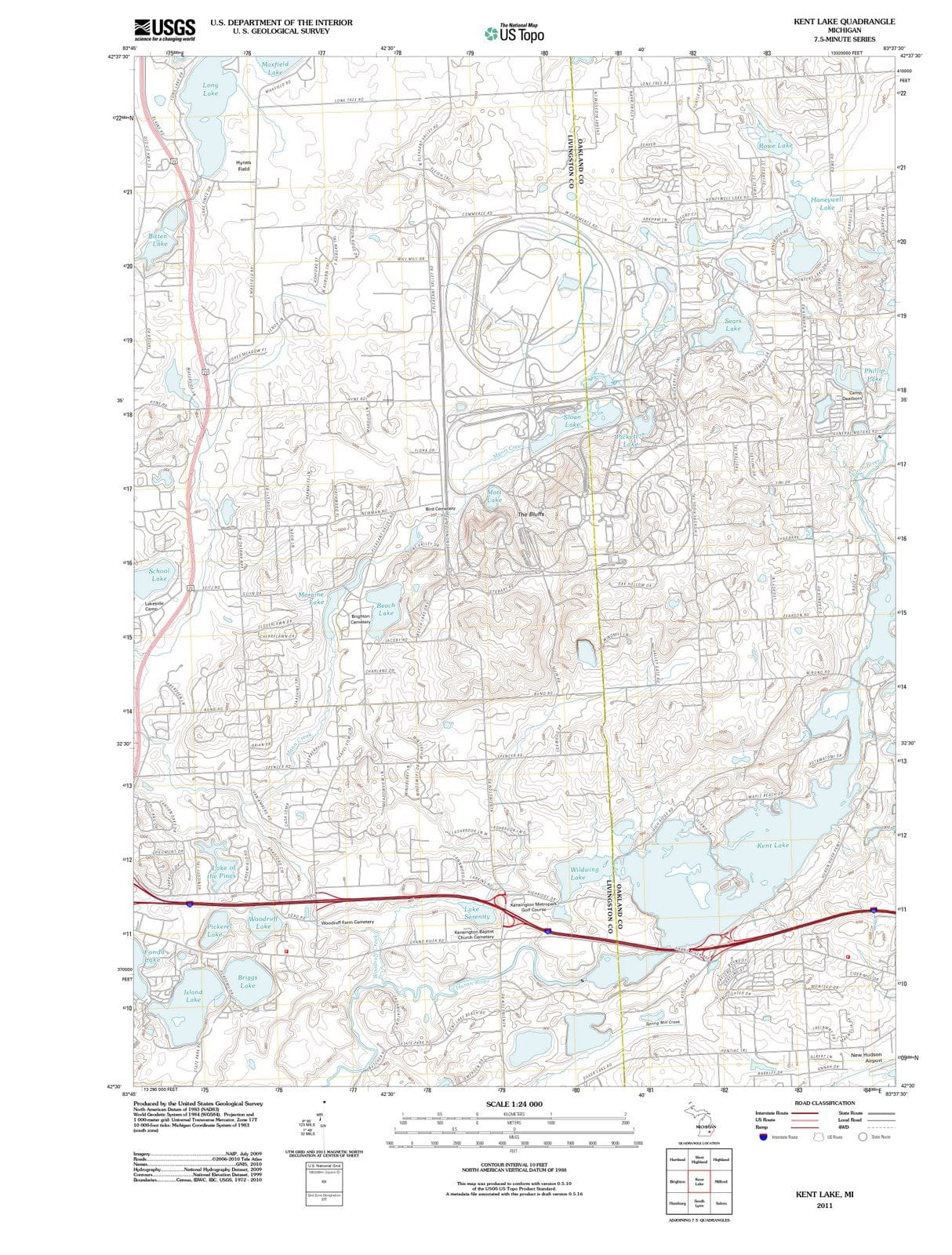 2011 Kent Lake, MI - Michigan - USGS Topographic Map