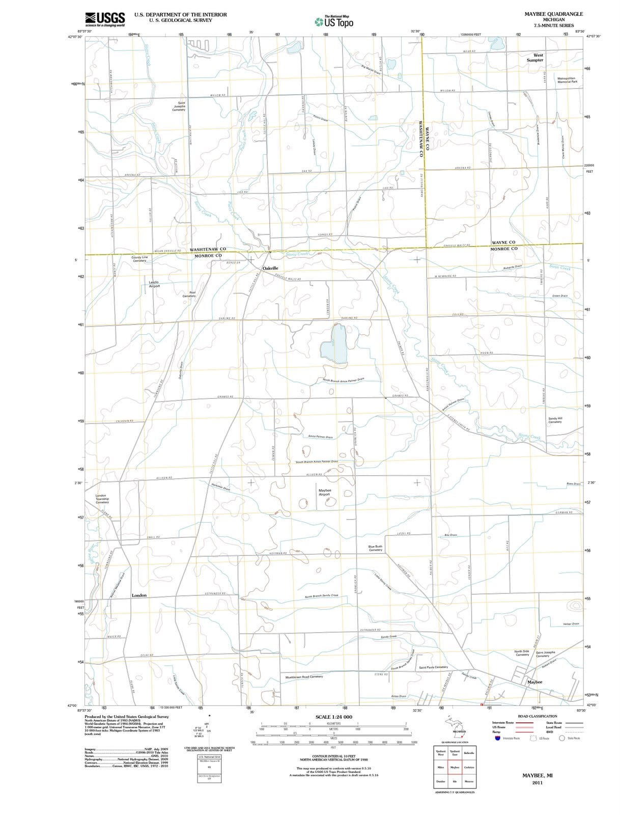 2011 Maybee, MI - Michigan - USGS Topographic Map