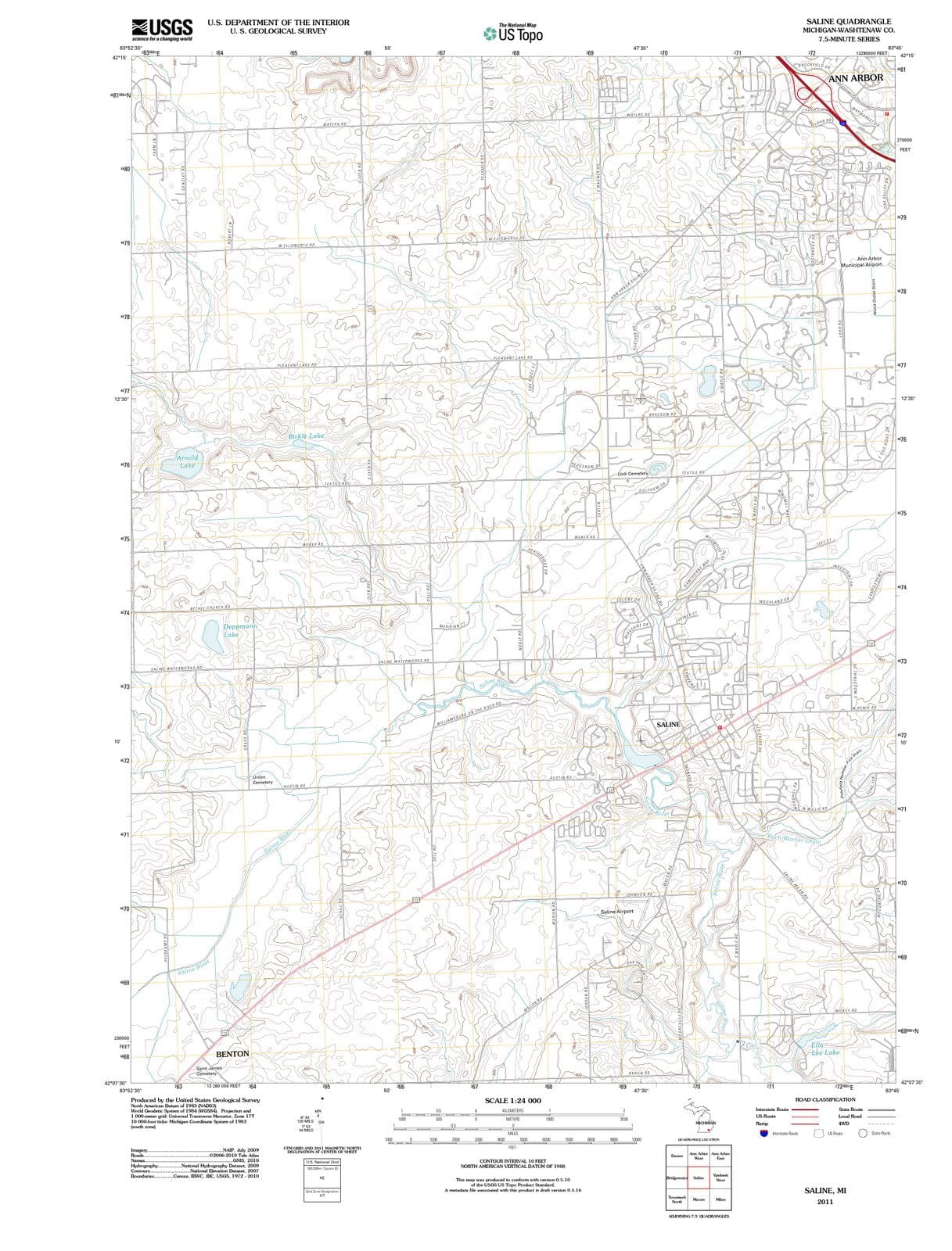 2011 Saline, MI - Michigan - USGS Topographic Map