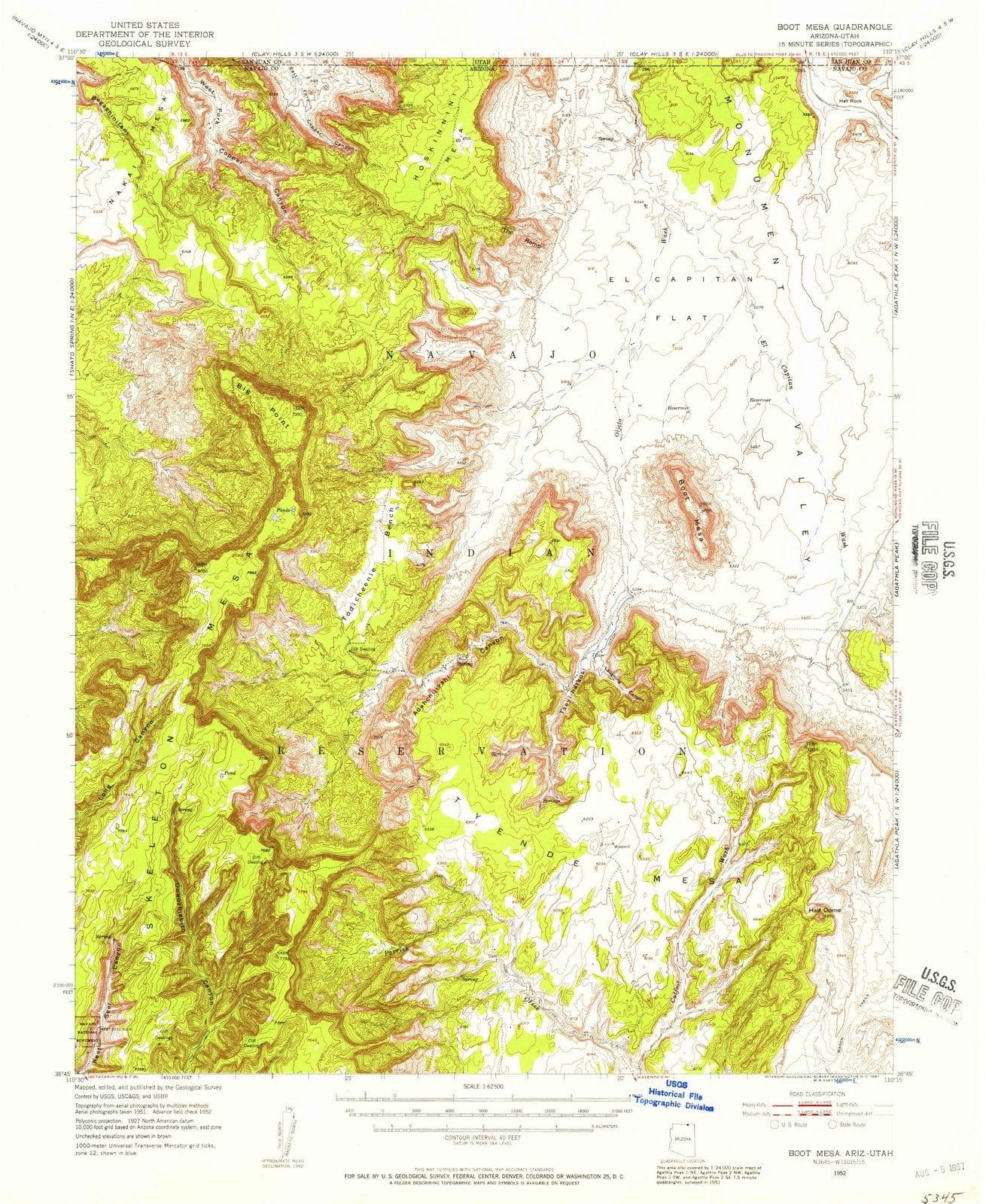 1952 Boot Mesa, AZ - Arizona - USGS Topographic Map