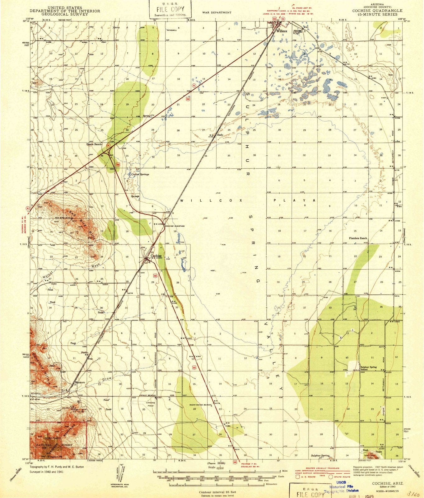 1943 Cochise, AZ - Arizona - USGS Topographic Map