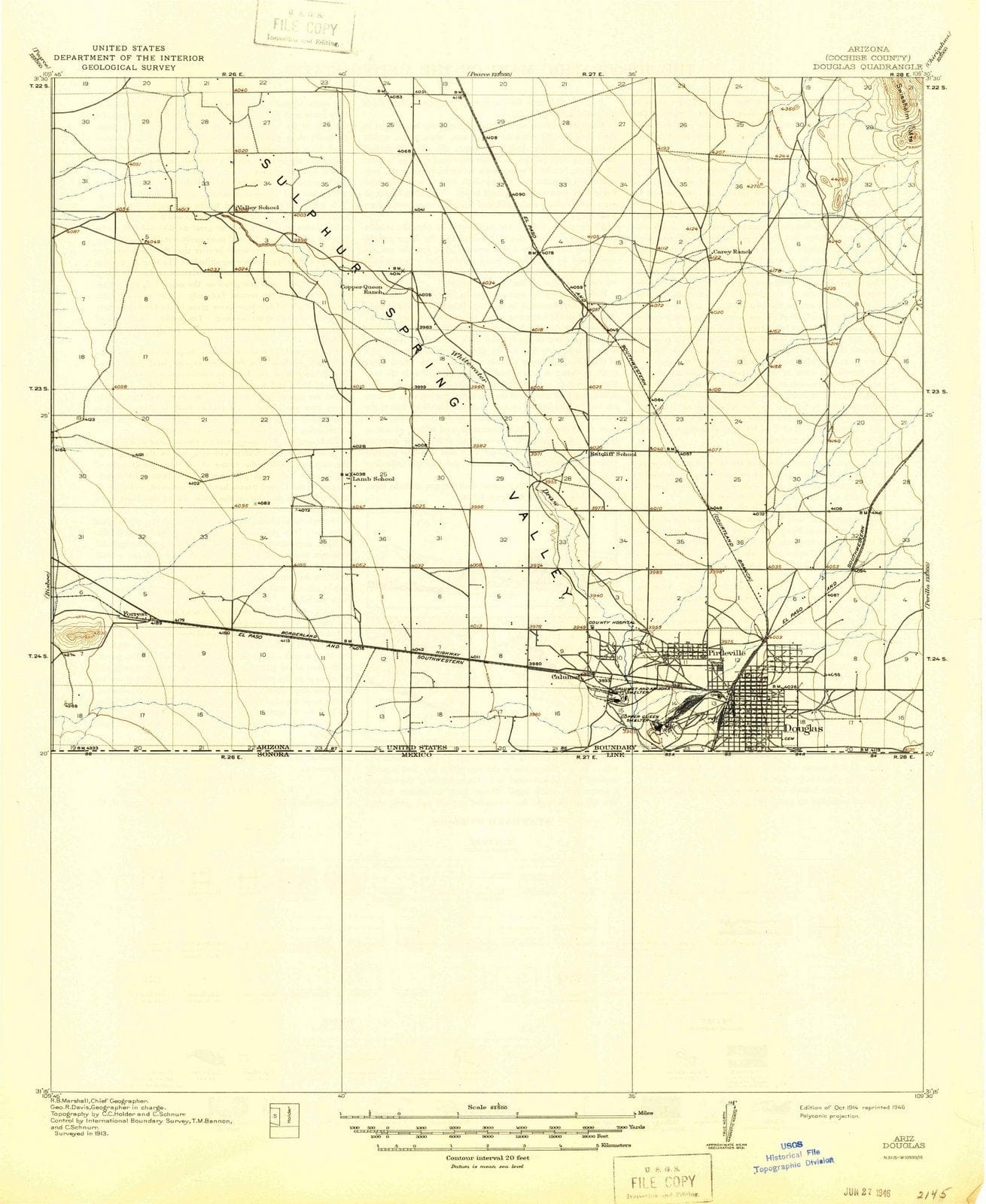 1914 Douglas, AZ - Arizona - USGS Topographic Map