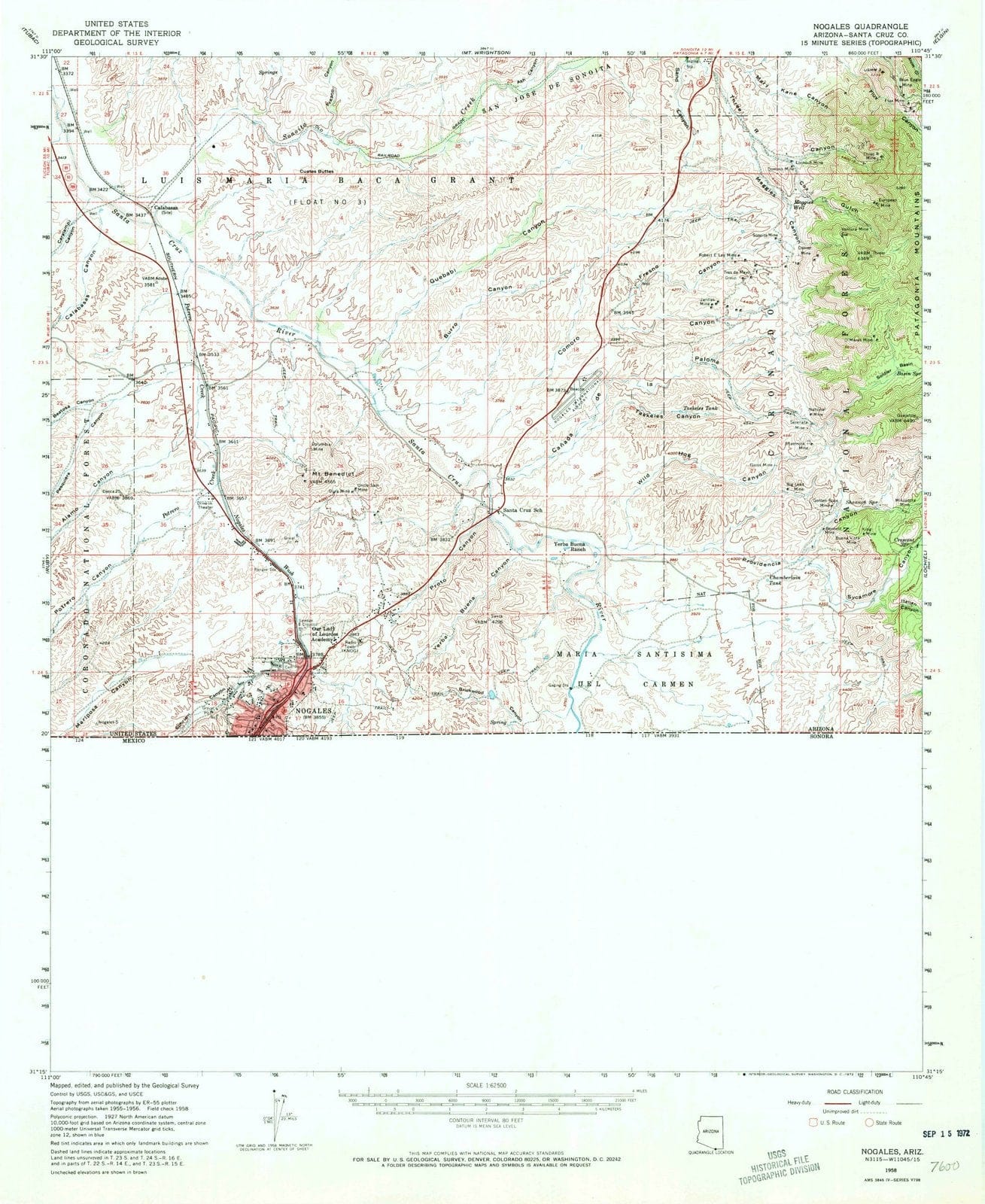 1958 Nogales, AZ - Arizona - USGS Topographic Map