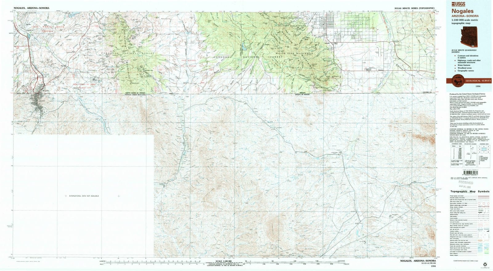 1994 Nogales, AZ - Arizona - USGS Topographic Map
