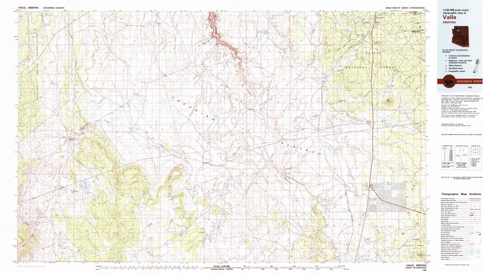 1983 Valle, AZ - Arizona - USGS Topographic Map