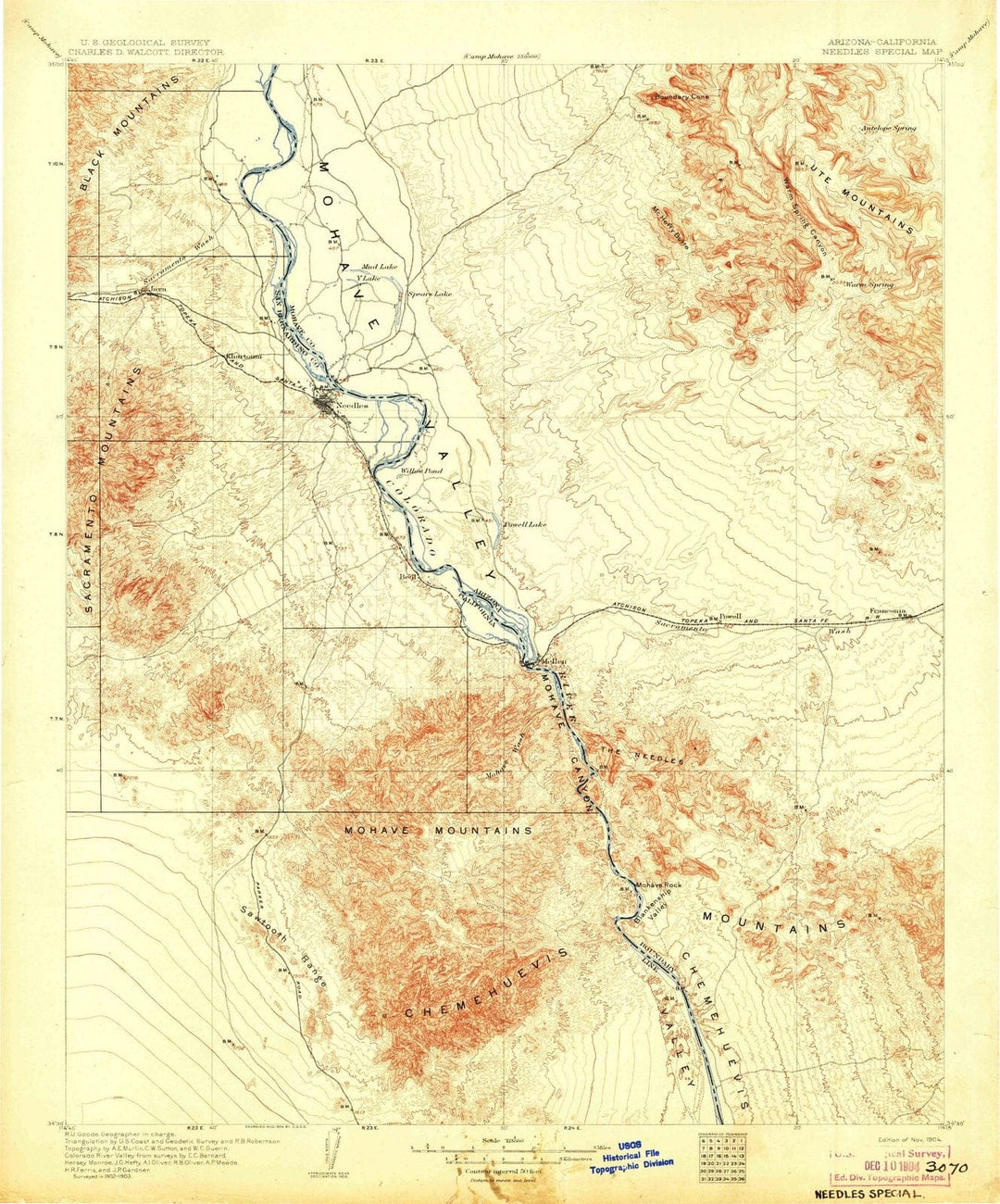 1904 Needles Special, CA - California - USGS Topographic Map