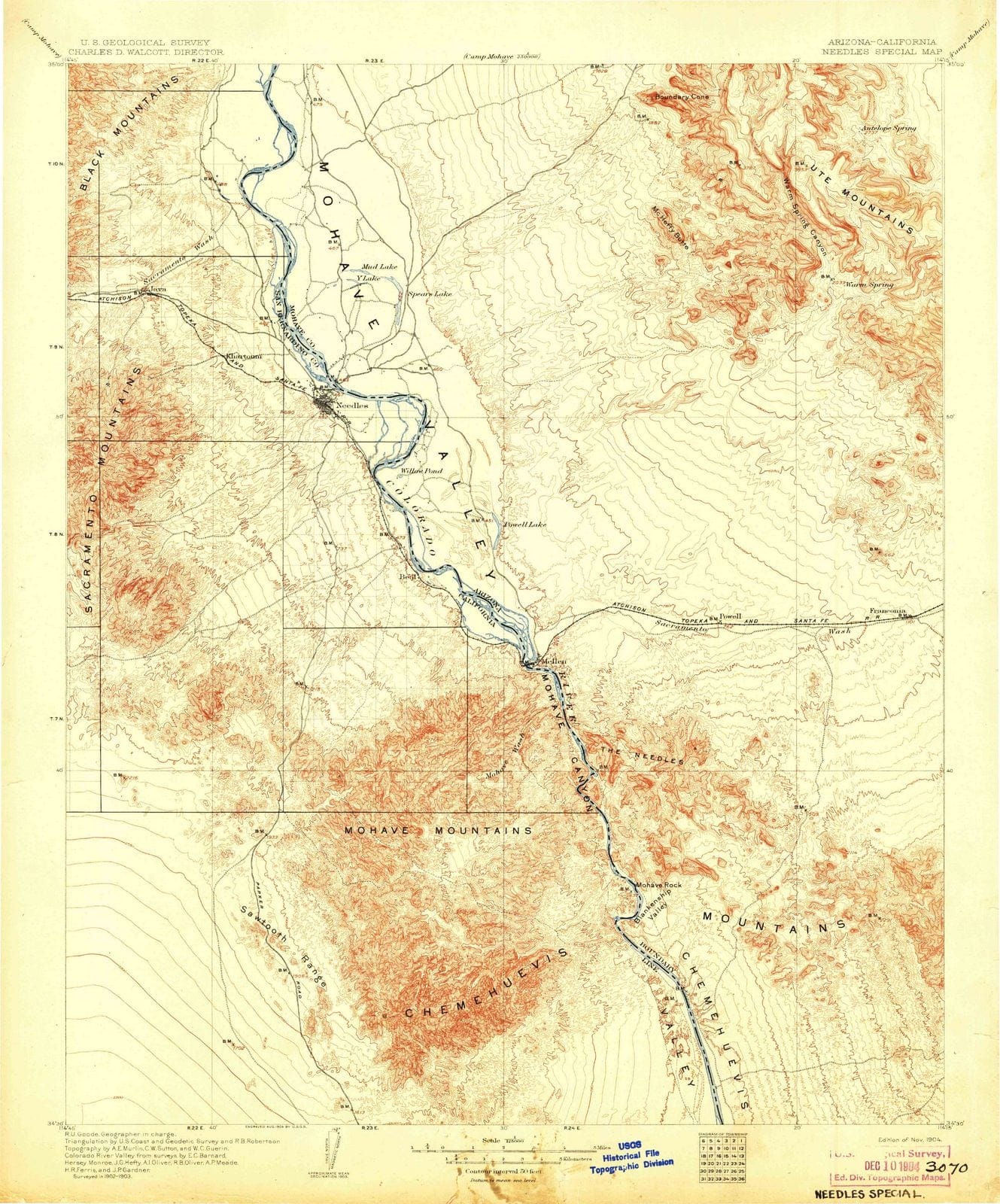 1904 Needles Special, CA - California - USGS Topographic Map