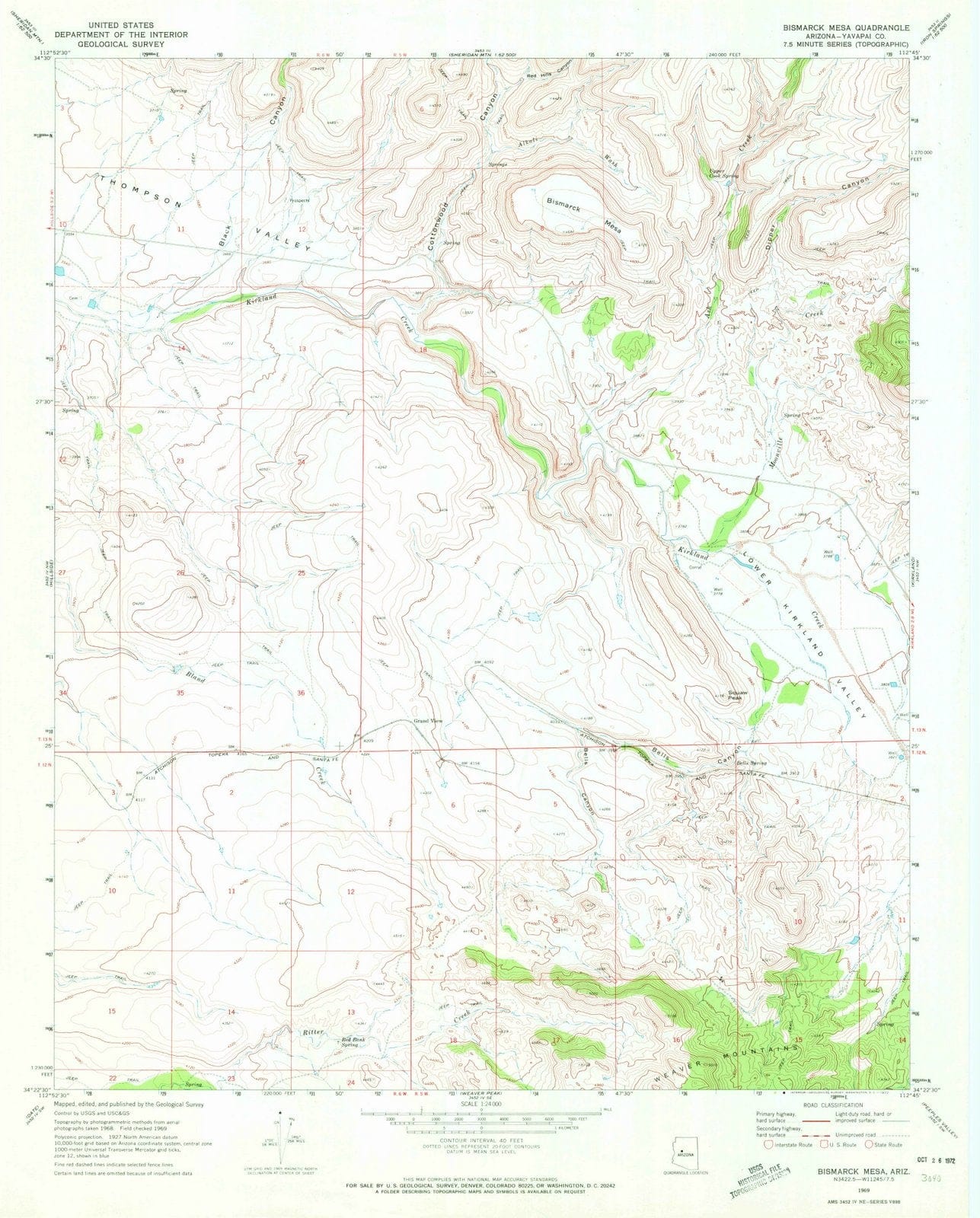 1969 Bismarck Mesa, AZ - Arizona - USGS Topographic Map