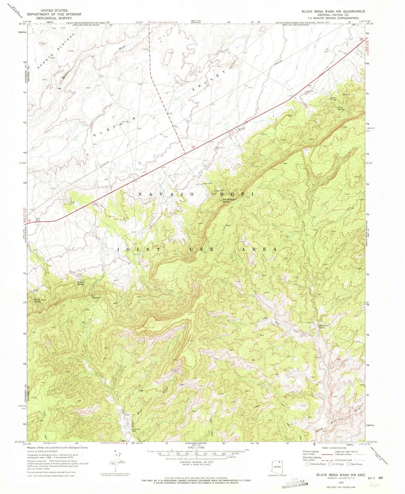 1970 Black Mesa Wash, AZ - Arizona - USGS Topographic Map v2