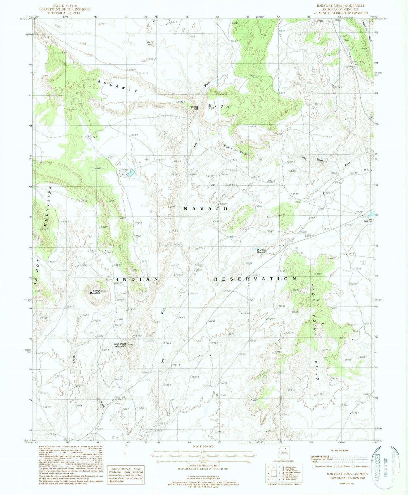 1988 Bodaway Mesa, AZ - Arizona - USGS Topographic Map