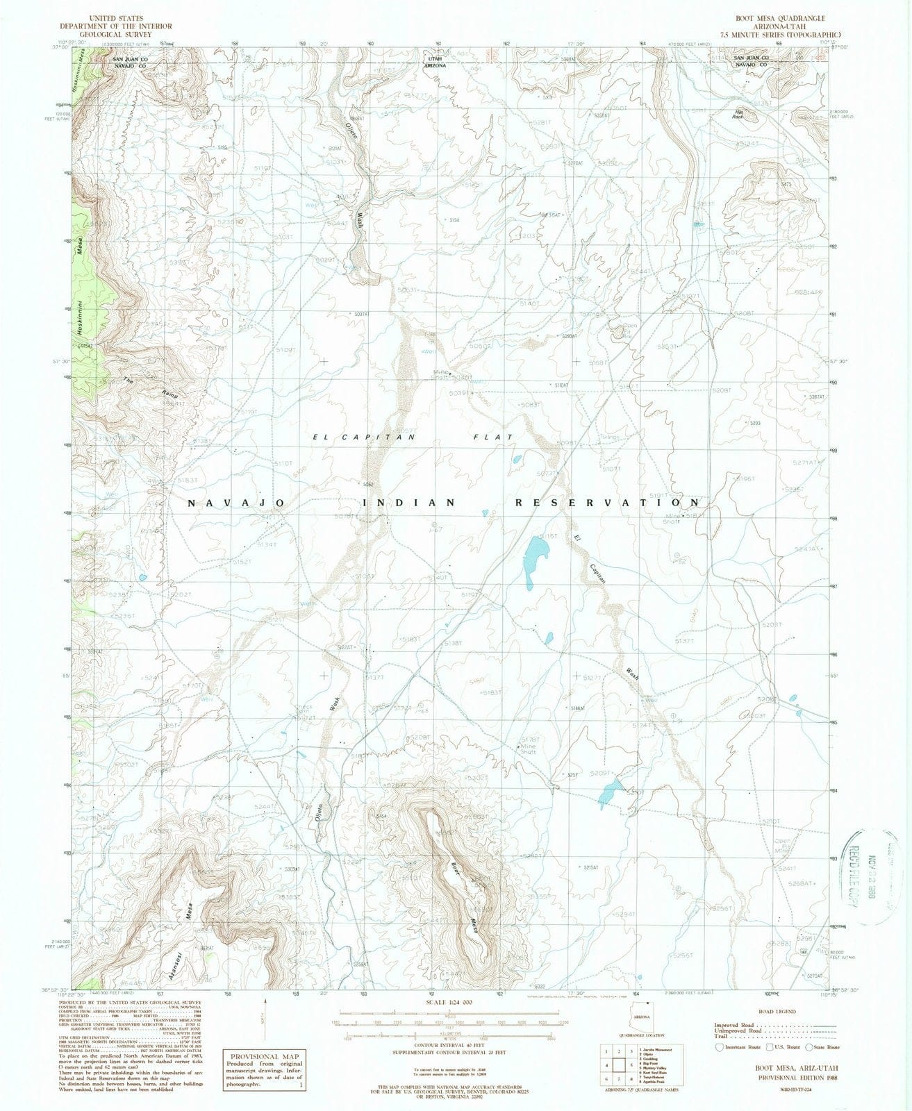 1988 Boot Mesa, AZ - Arizona - USGS Topographic Map