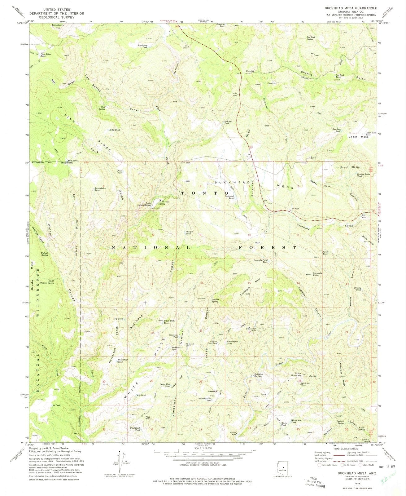 1973 Buckhead Mesa, AZ - Arizona - USGS Topographic Map