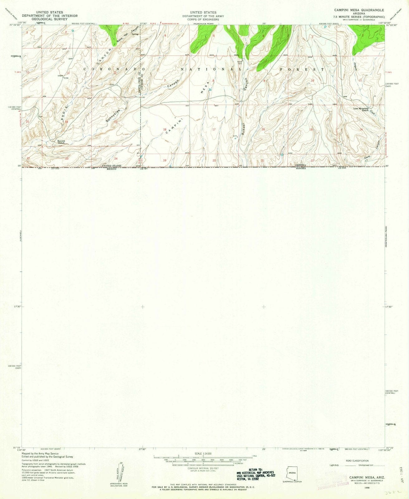 1958 Campini Mesa, AZ - Arizona - USGS Topographic Map