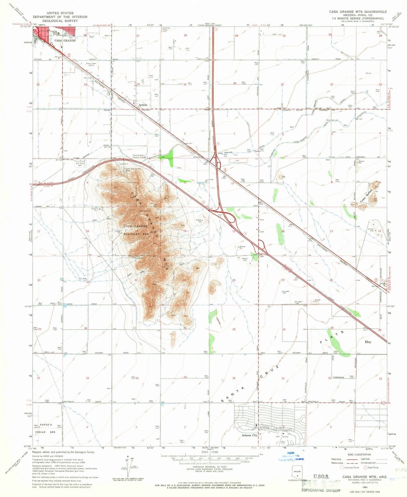 1965 Casa Grande MTS, AZ - Arizona - USGS Topographic Map
