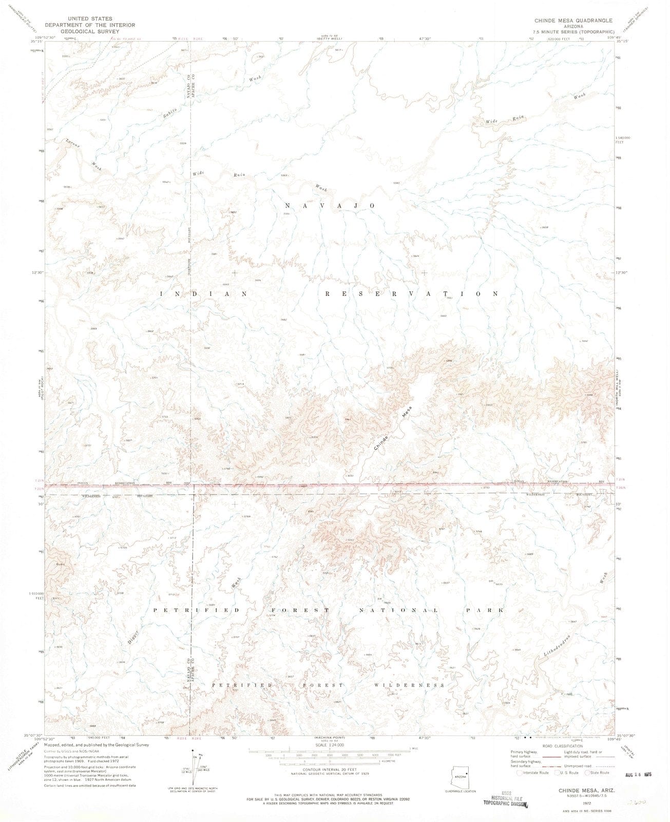 1972 Chinde Mesa, AZ - Arizona - USGS Topographic Map