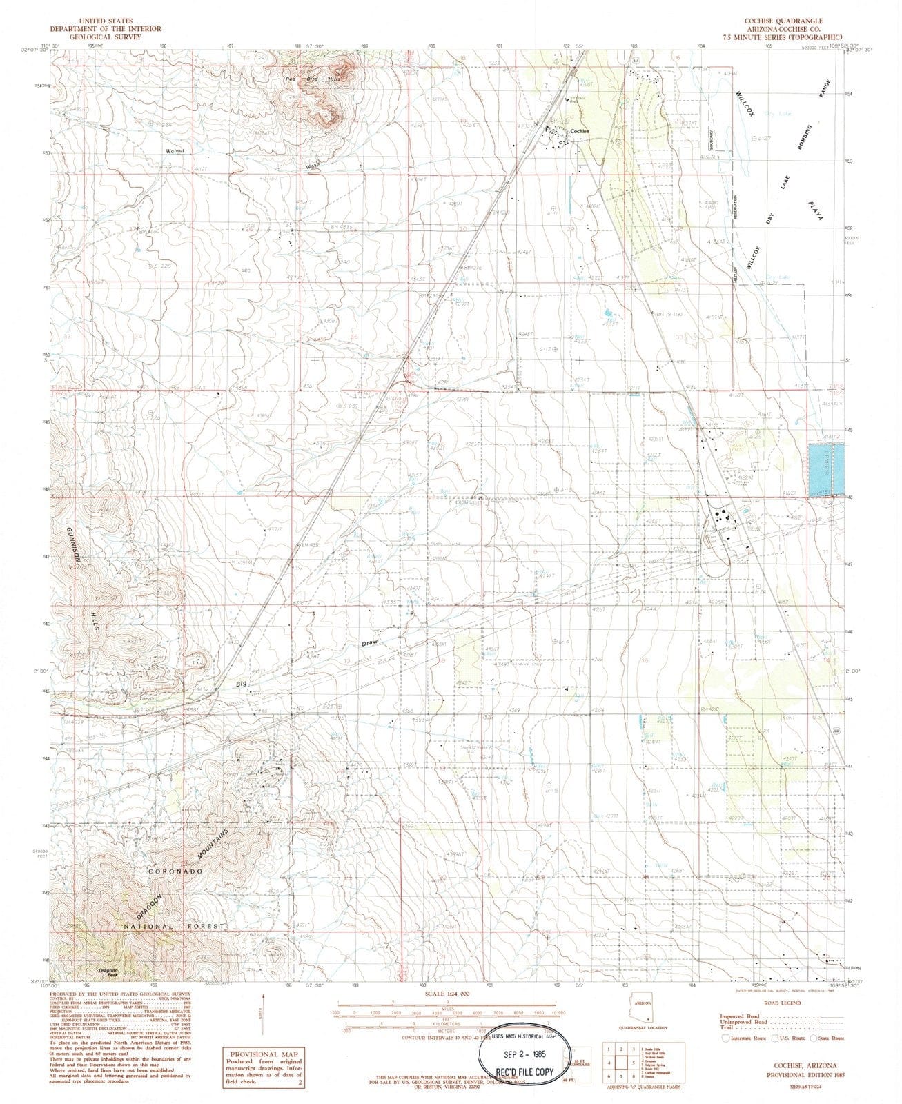 1985 Cochise, AZ - Arizona - USGS Topographic Map