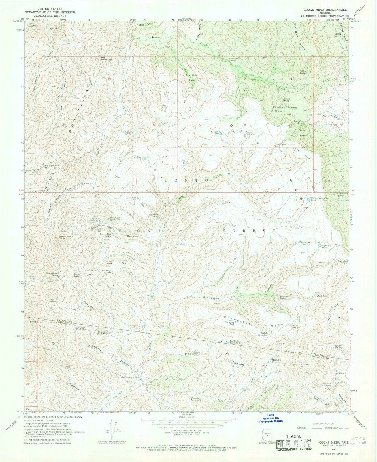 1967 Cooks Mesa, AZ - Arizona - USGS Topographic Map