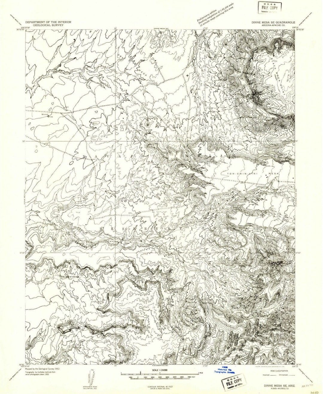 1953 Dinne Mesa, AZ - Arizona - USGS Topographic Map v3