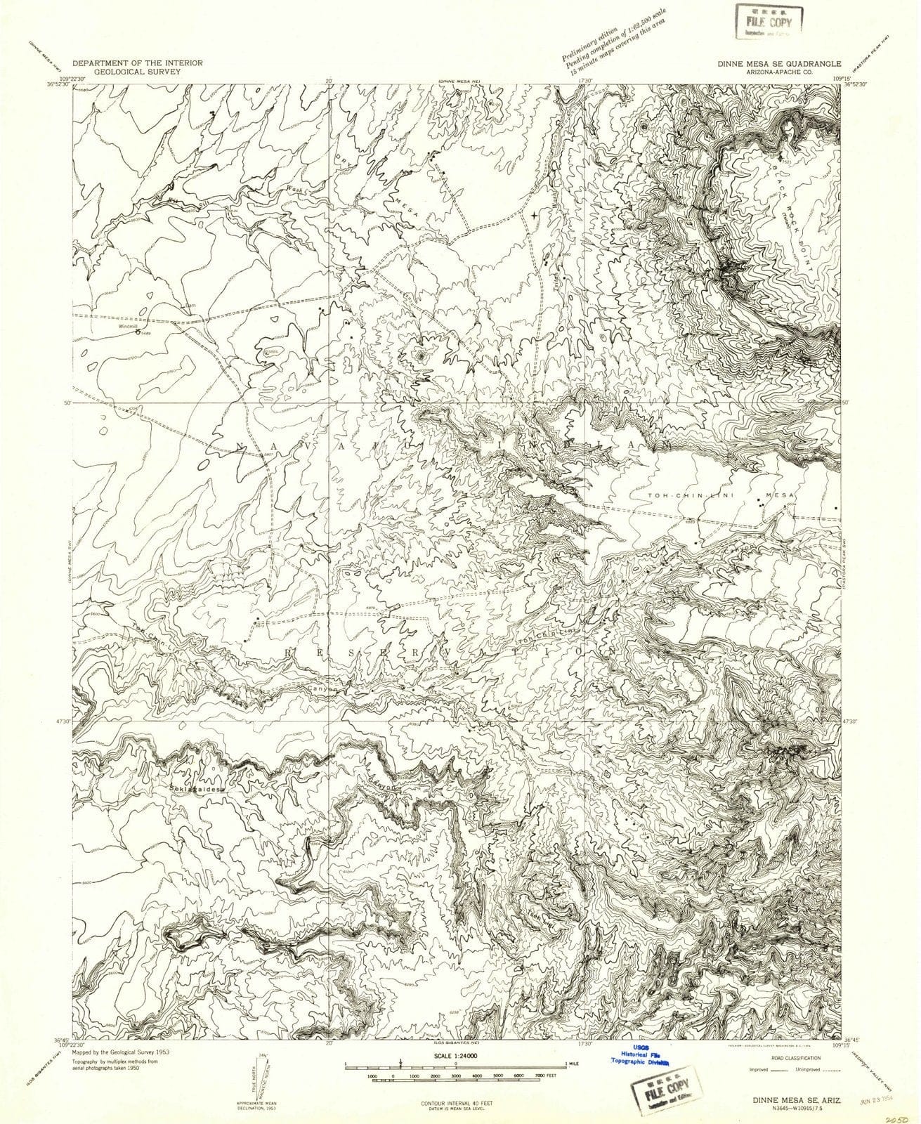 1953 Dinne Mesa, AZ - Arizona - USGS Topographic Map v3