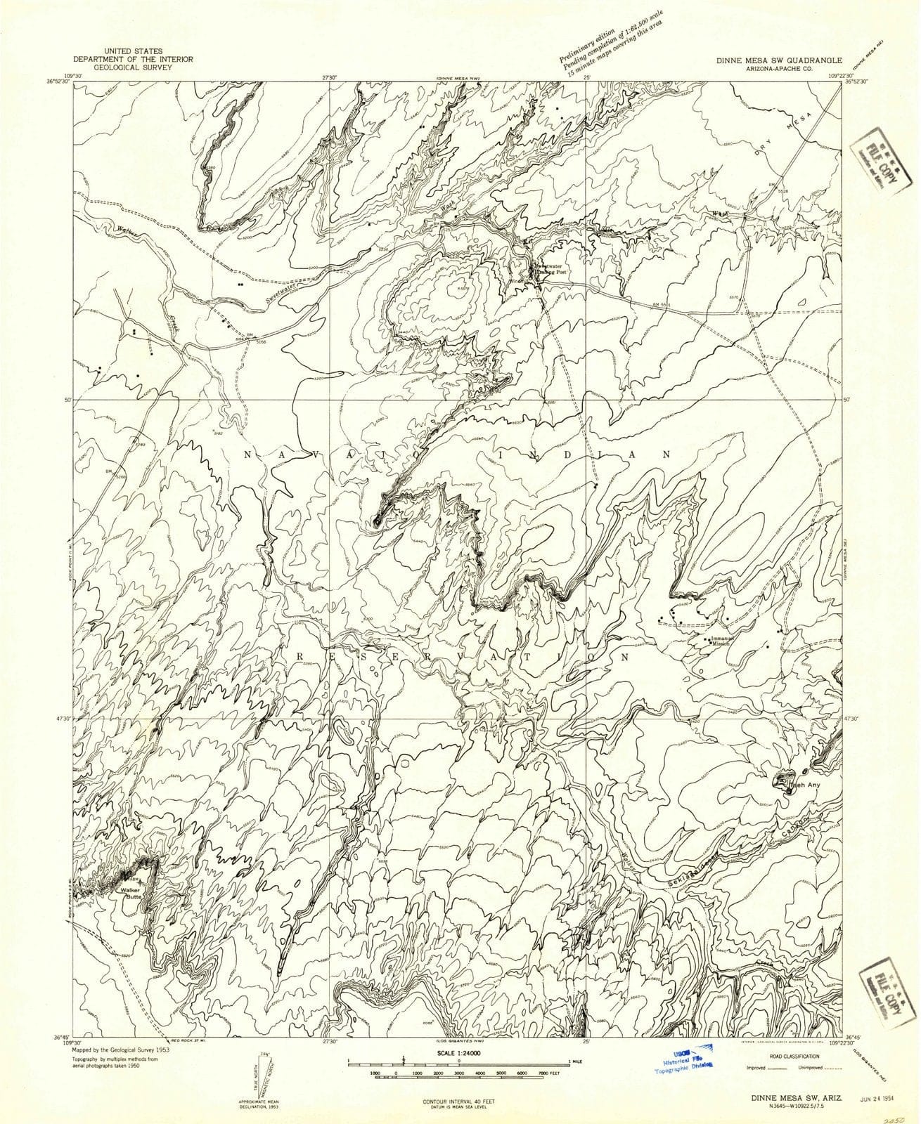 1953 Dinne Mesa, AZ - Arizona - USGS Topographic Map v4