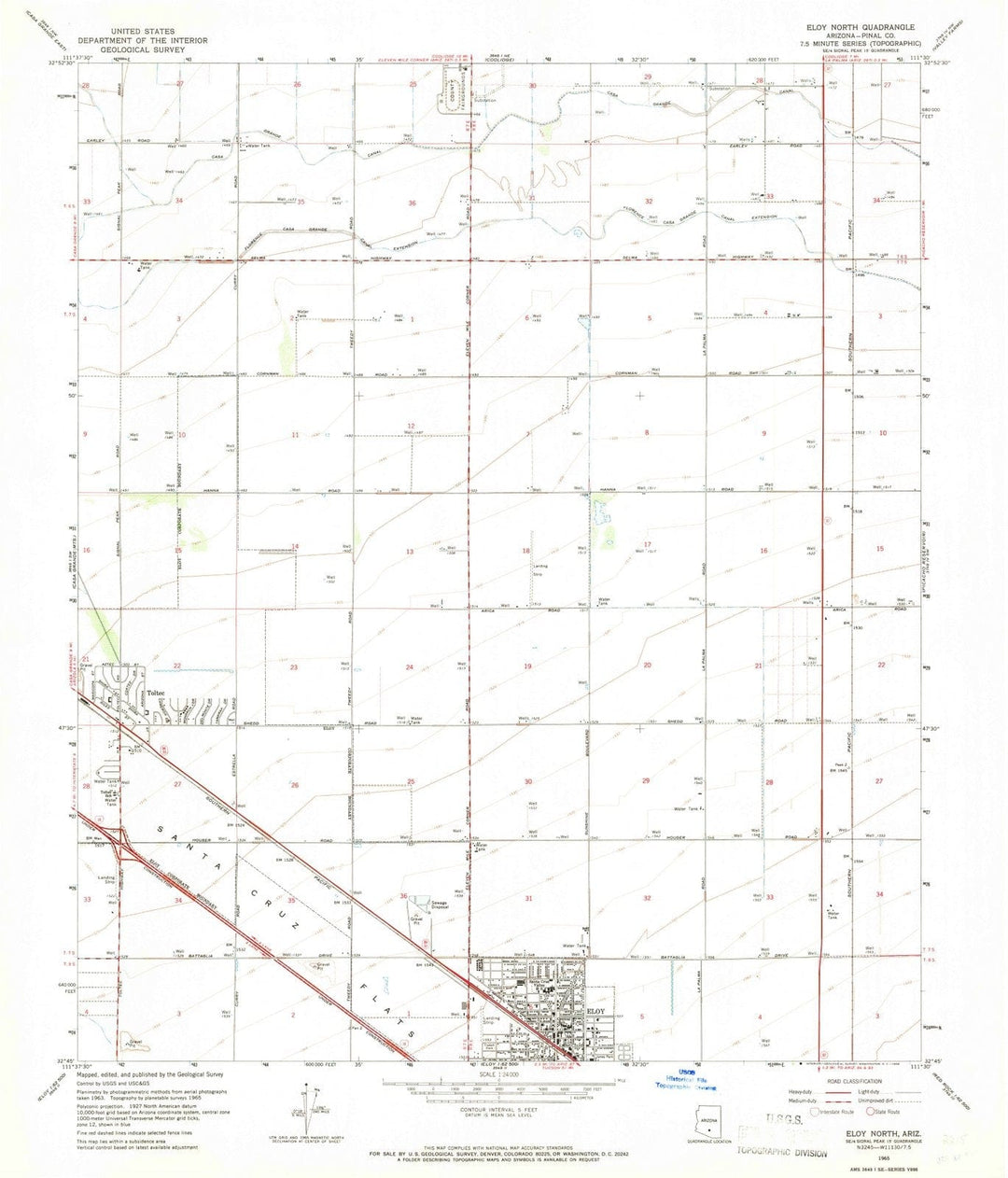 1965 Eloy North, AZ - Arizona - USGS Topographic Map