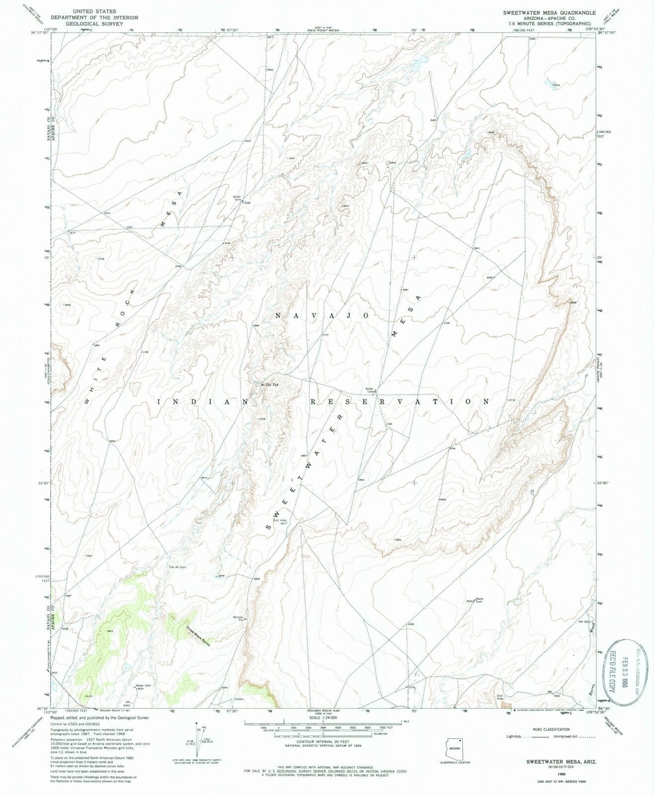 1968 Sweetwater Mesa, AZ - Arizona - USGS Topographic Map