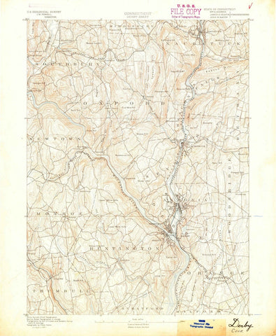 1889 Derby, CT - Connecticut - USGS Topographic Map