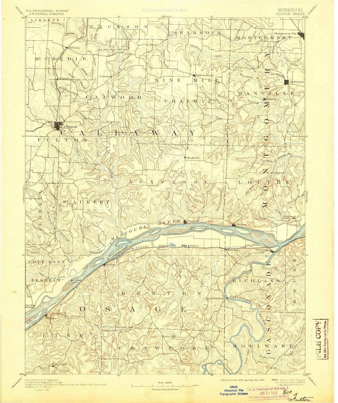 1890 Fulton, MO - Missouri - USGS Topographic Map