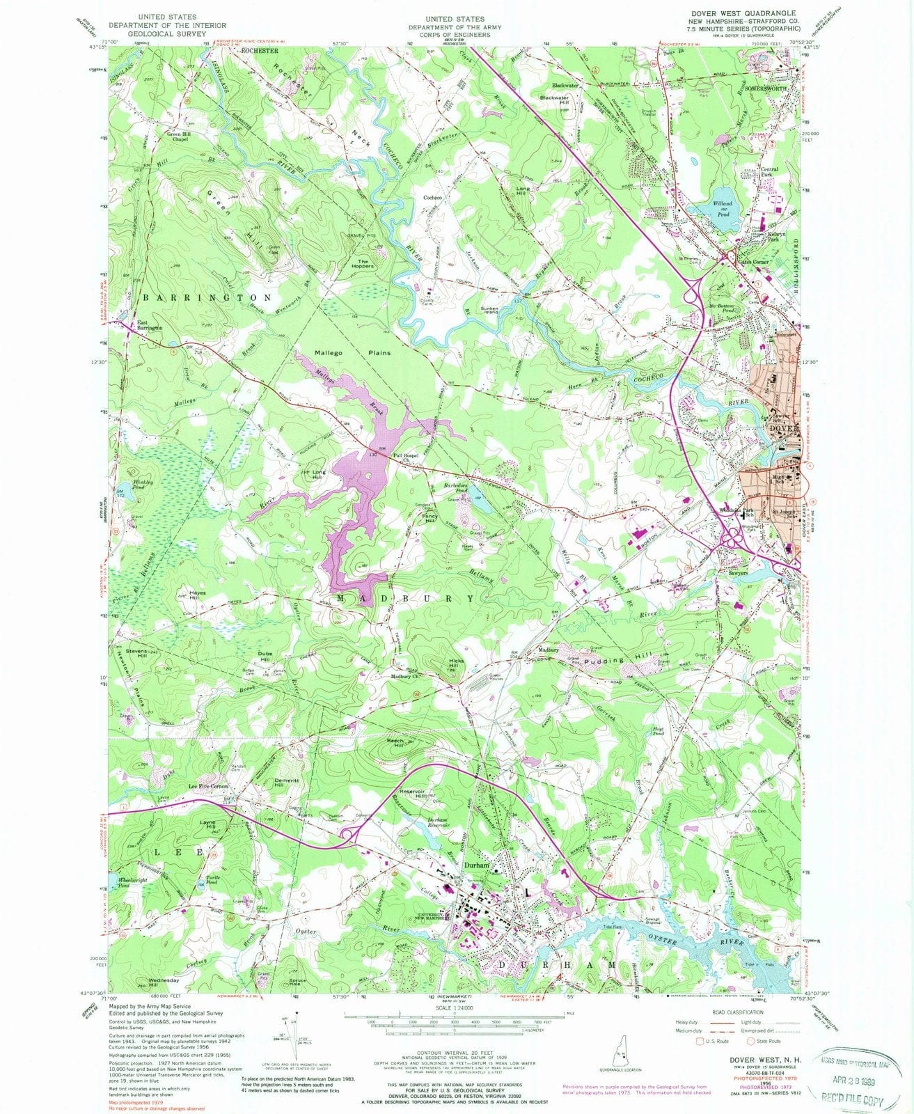 1956 Dover West, NH - New Hampshire - USGS Topographic Map