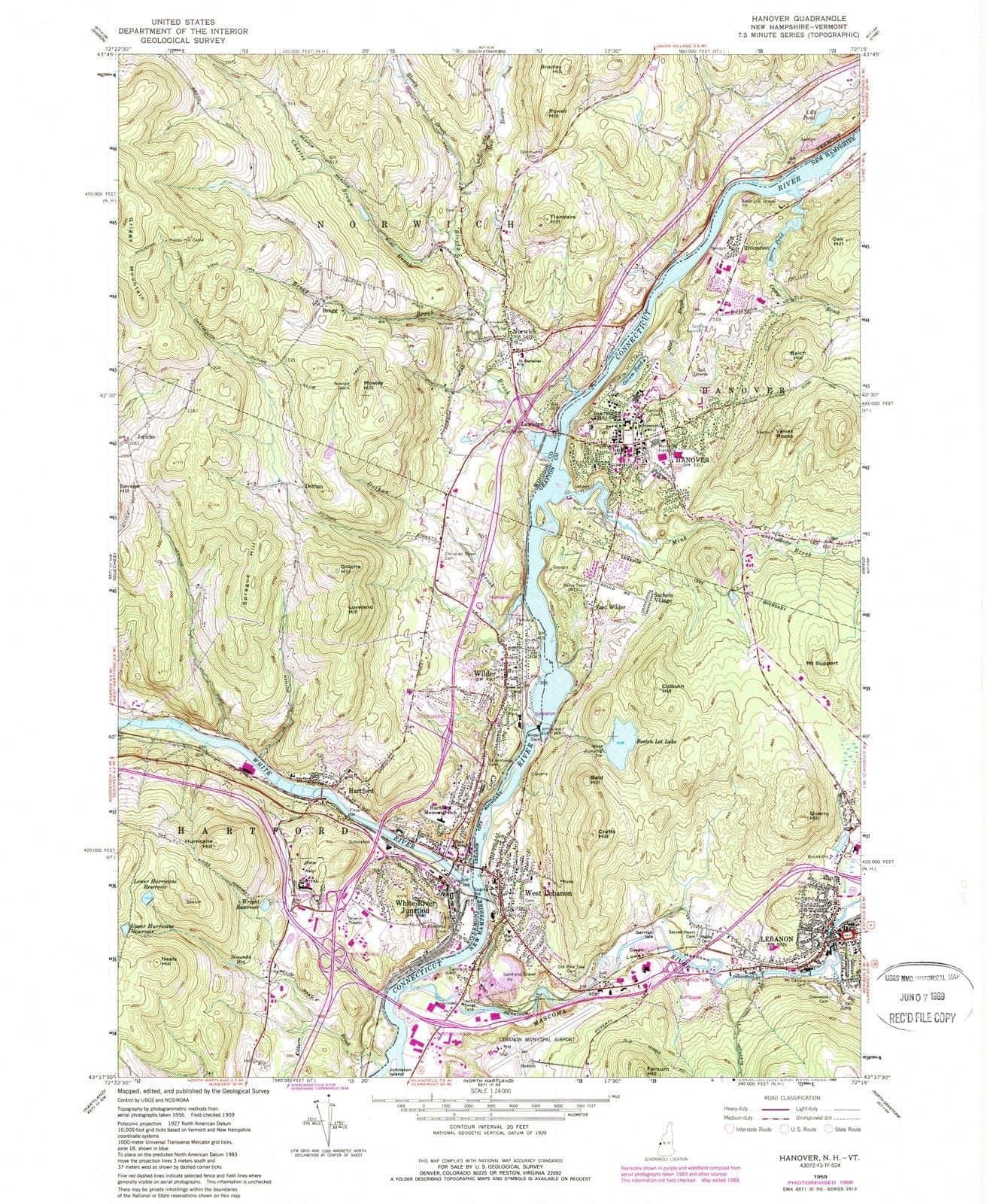 1959 Hanover, NH - New Hampshire - USGS Topographic Map