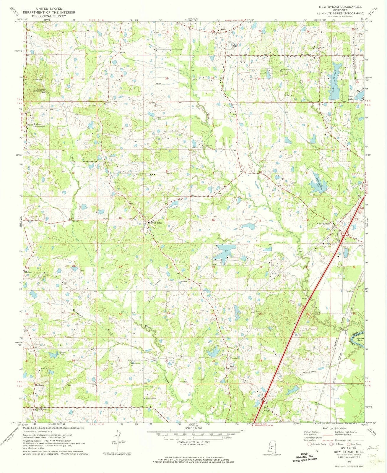 1971 Byram, MS - Mississippi - USGS Topographic Map