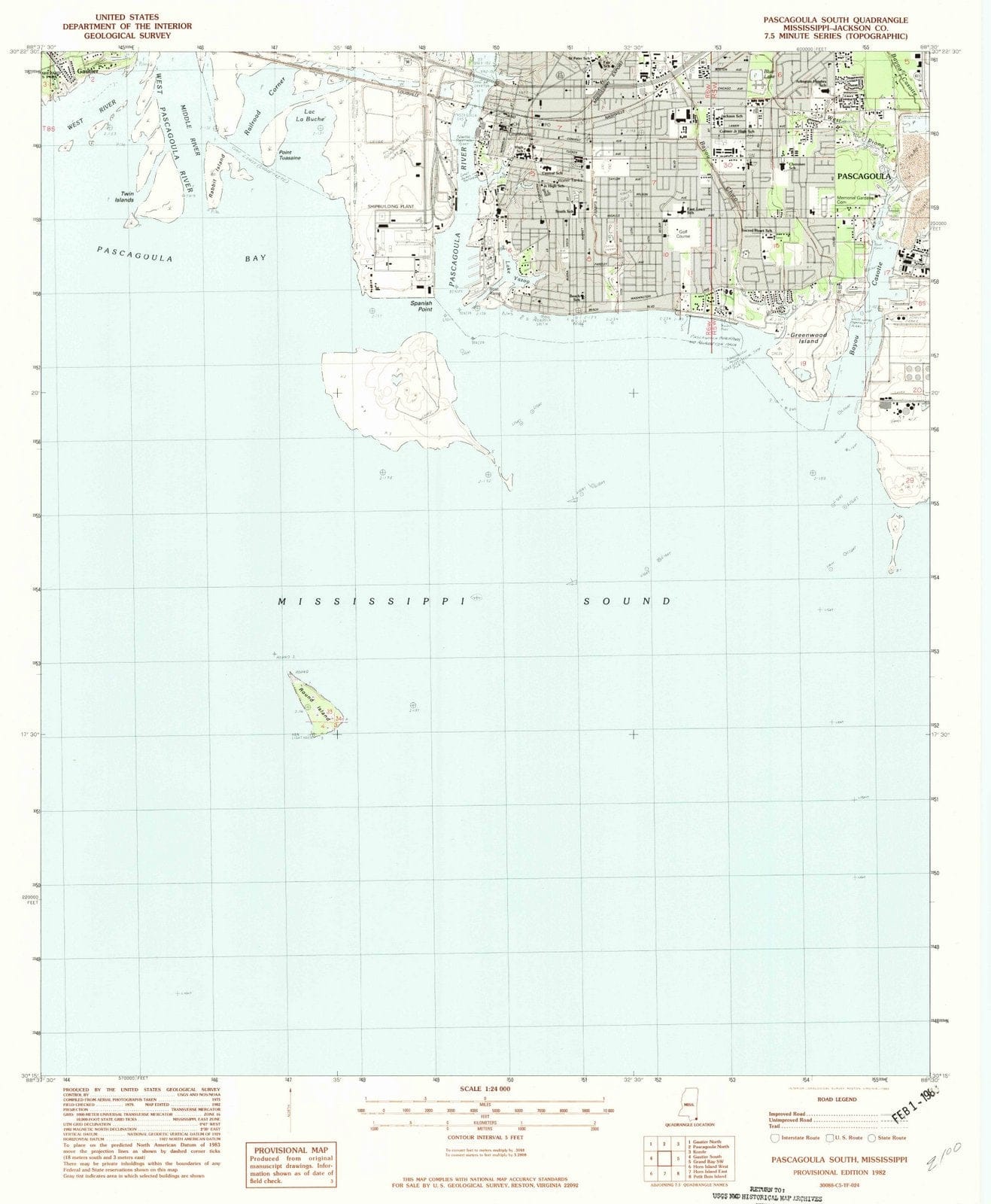 1982 Pascagoula South, MS - Mississippi - USGS Topographic Map