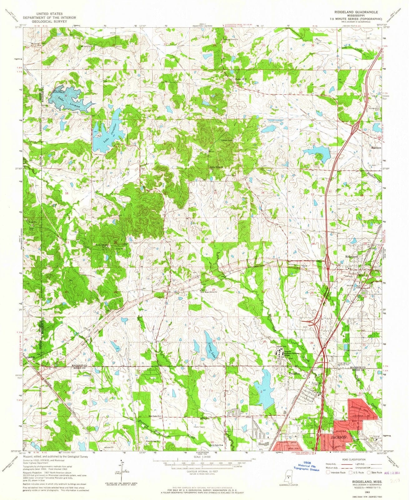 1963 Ridgeland, MS - Mississippi - USGS Topographic Map