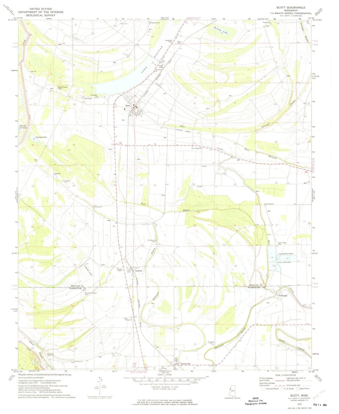 1972 Scott, MS - Mississippi - USGS Topographic Map