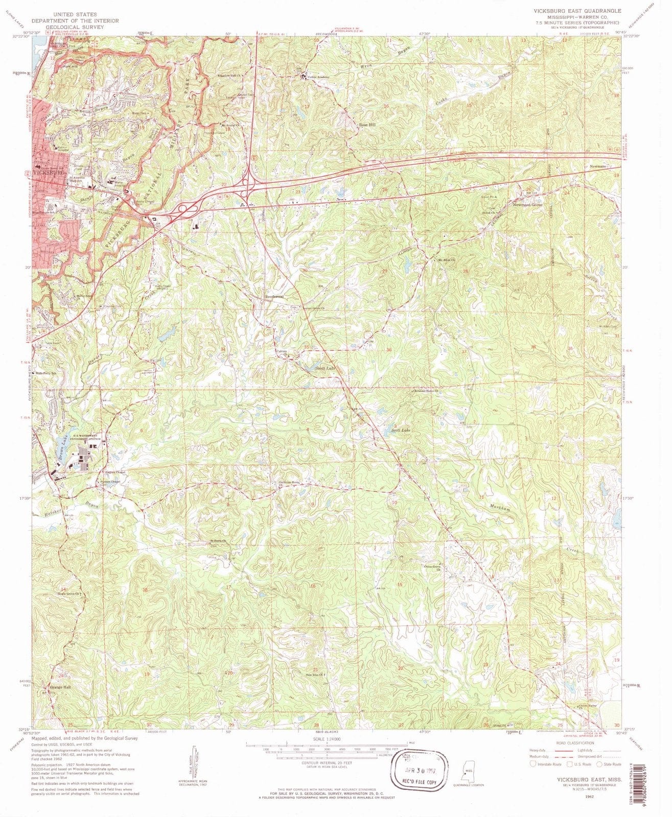 1962 Vicksburg East, MS - Mississippi - USGS Topographic Map