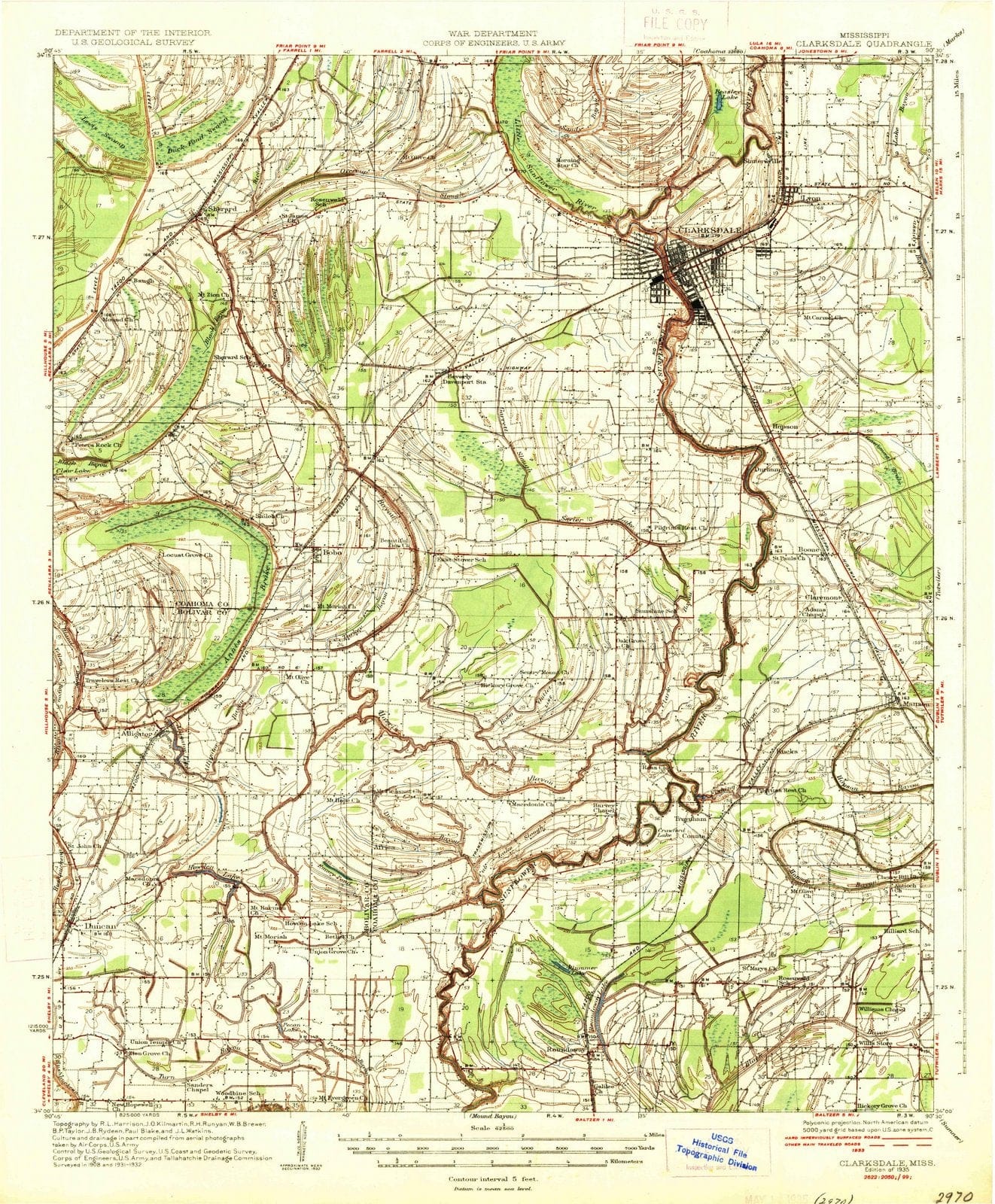 1935 Clarksdale, MS - Mississippi - USGS Topographic Map