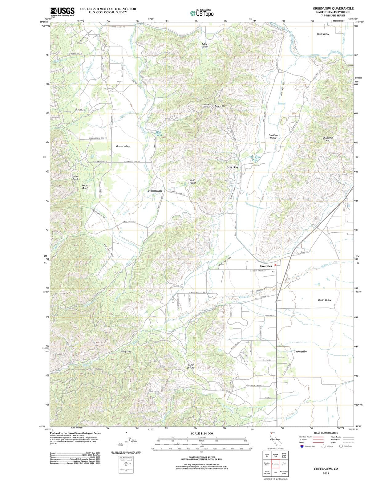 2012 Greenview, CA - California - USGS Topographic Map