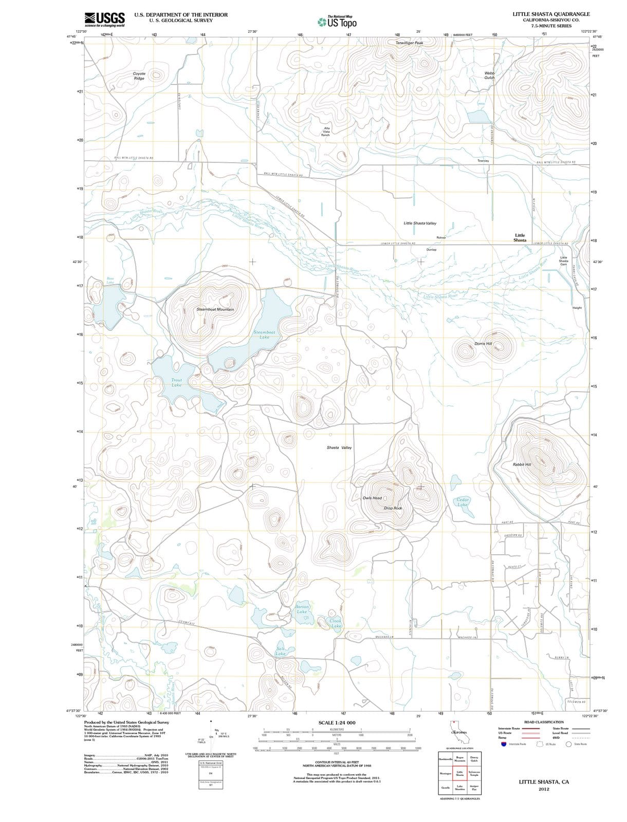 2012 Little Shasta, CA - California - USGS Topographic Map