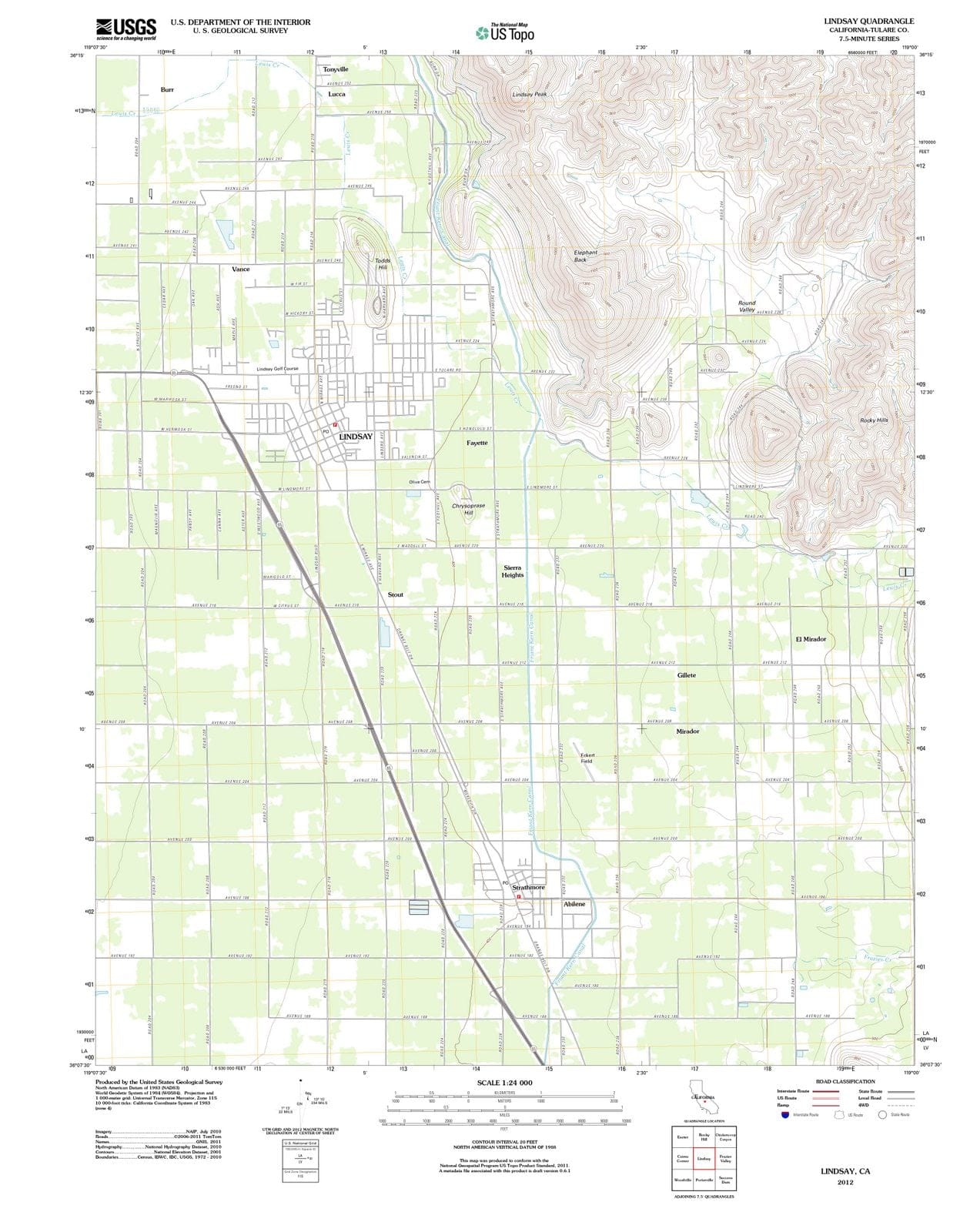 Lindsay California Map