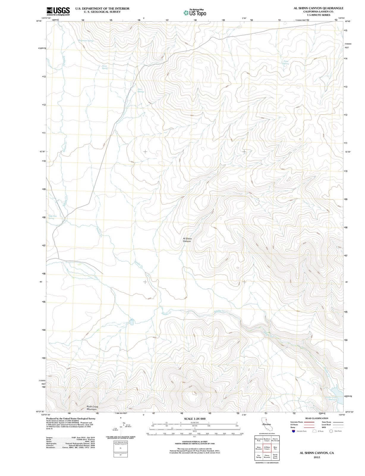 2012 Al Shinn Canyon, CA - California - USGS Topographic Map