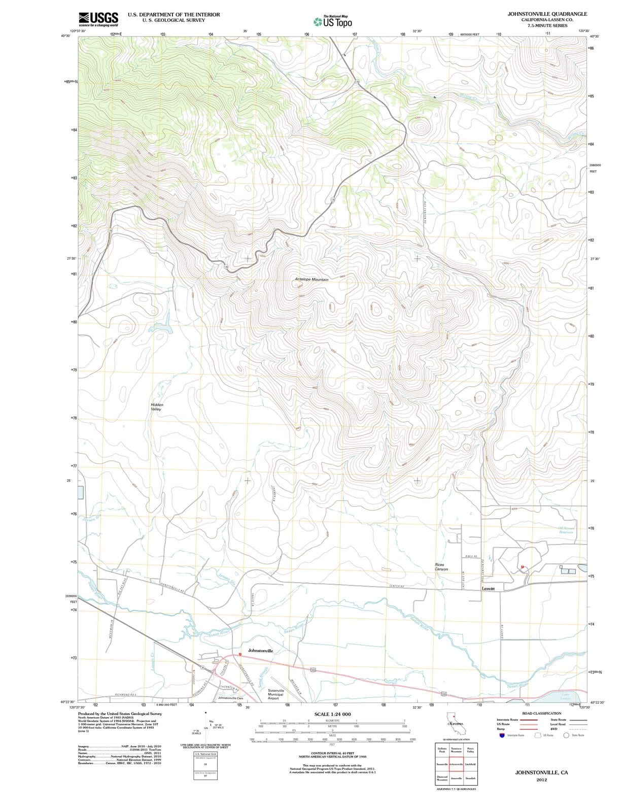 2012 Johnstonville, CA - California - USGS Topographic Map