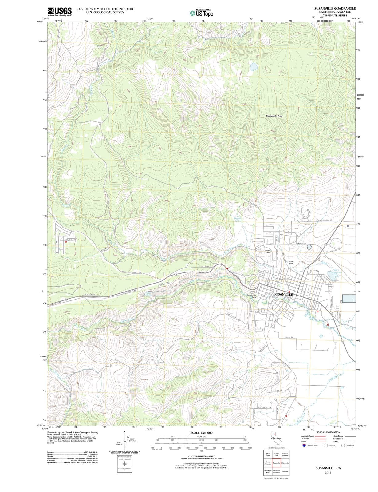 2012 Susanville, CA - California - USGS Topographic Map