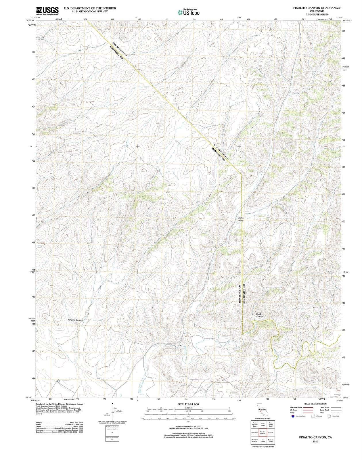 2012 Pinalito Canyon, CA - California - USGS Topographic Map