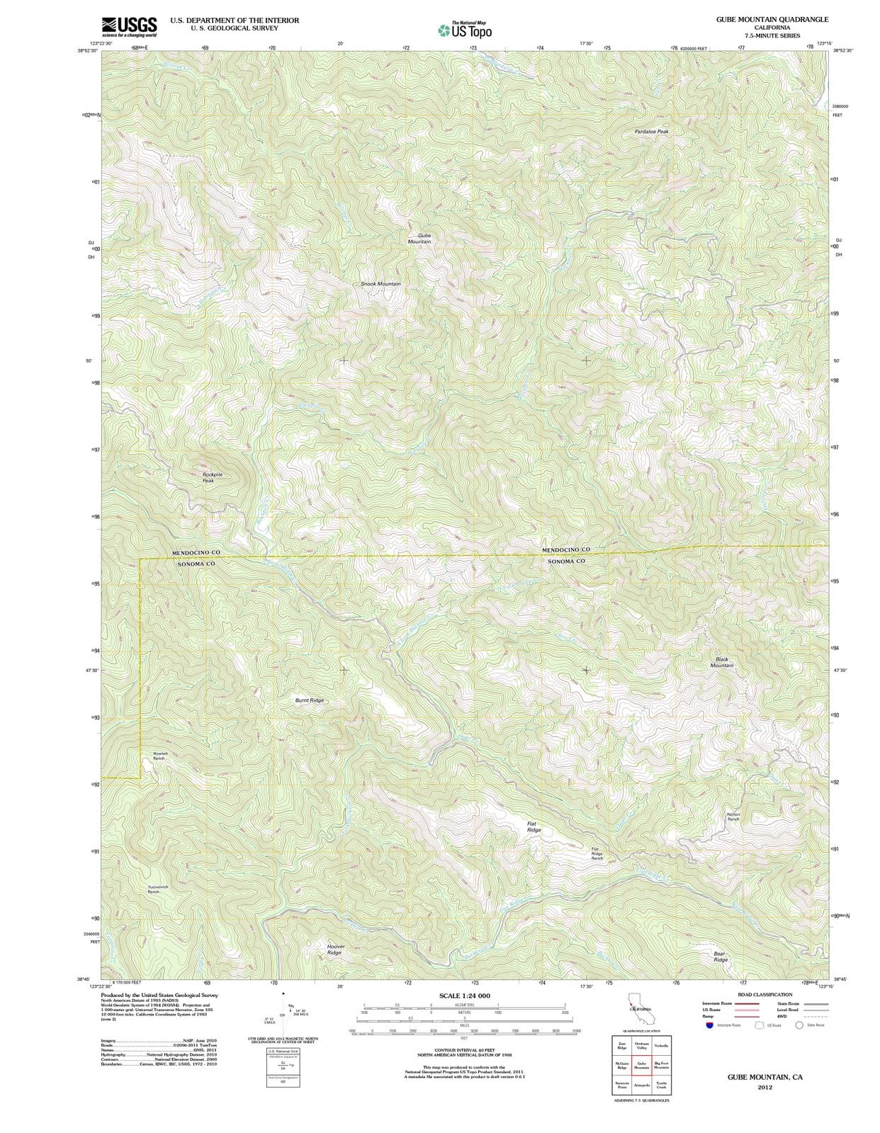 2012 Gube Mountain, CA - California - USGS Topographic Map