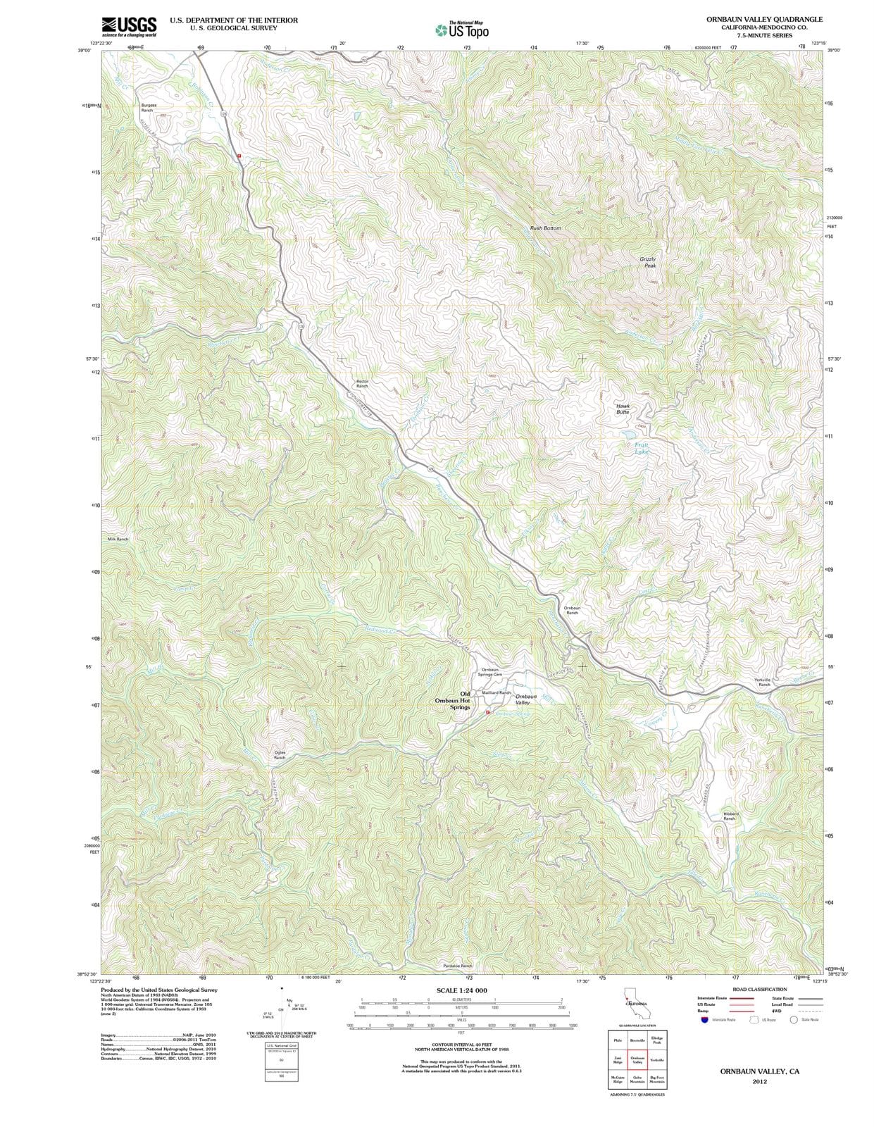 2012 Ornbaun Valley, CA - California - USGS Topographic Map
